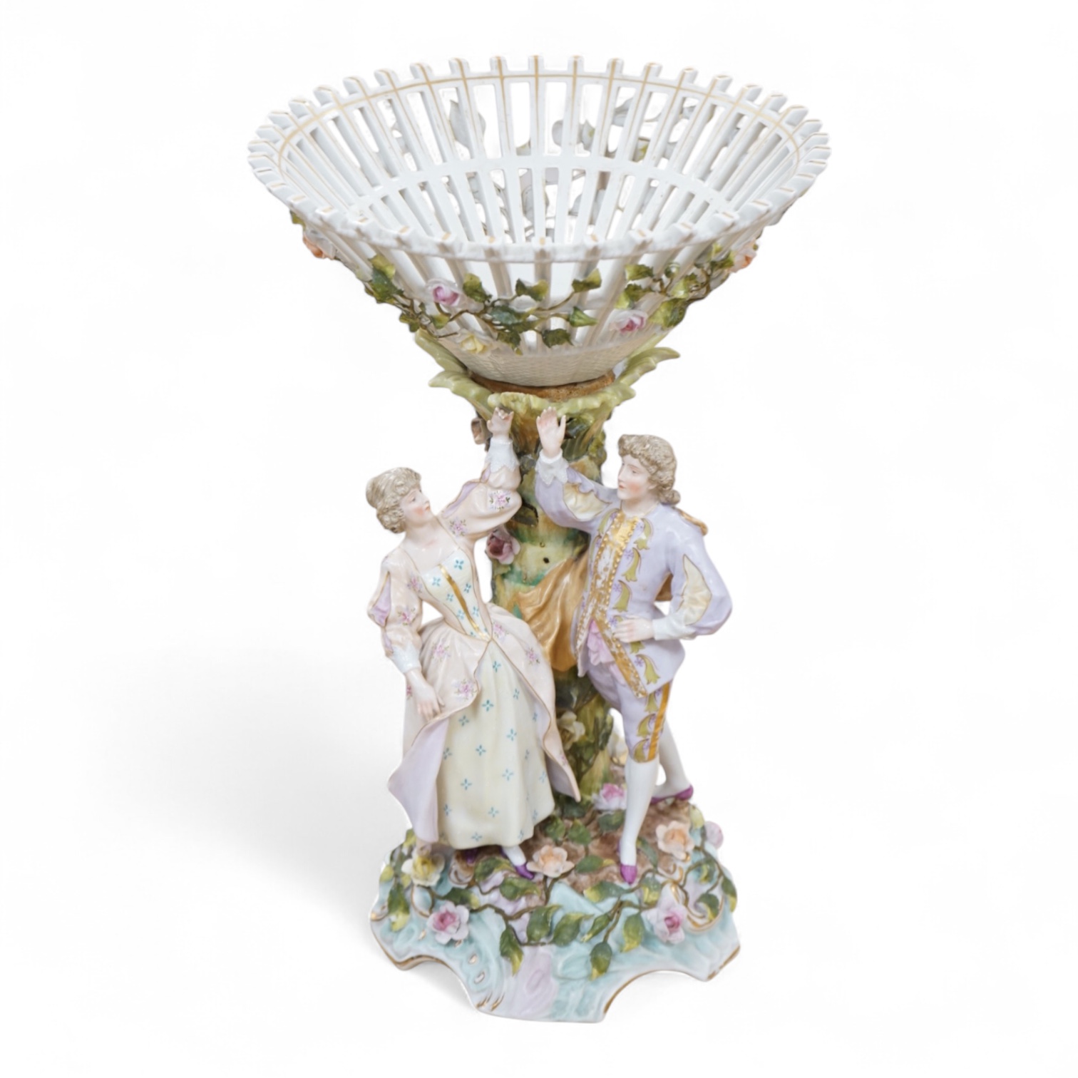 A German figural centrepiece, Sitzendorf or Plaue, 41cm